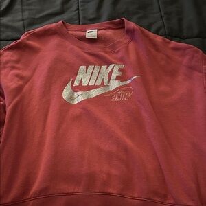 Nike Burgundy  Crop Sweatshirt with Metallic Logo